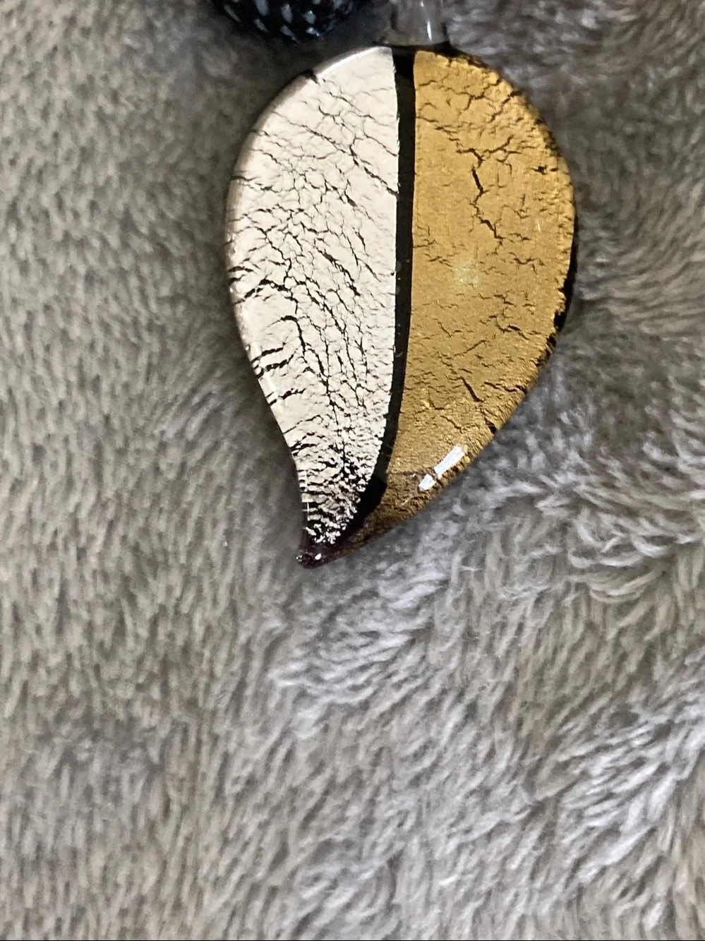 Gold silver glass leaf pendant